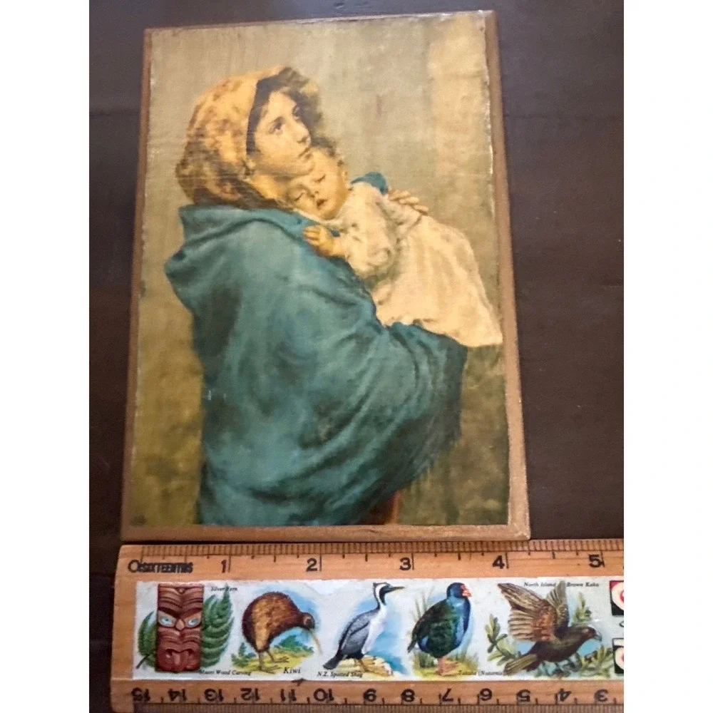 Vintage Madonnina Madonna of the Streets Wood Plaque Religious Art Hong Kong